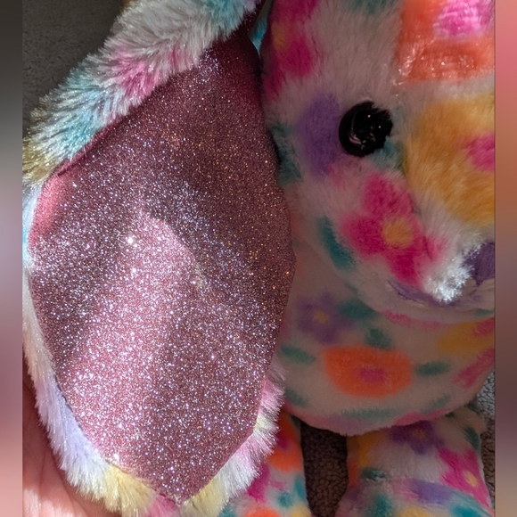Build A Bear Floral Bunny Plush Flowers Sparkly Ears & Feet Frozen Let It Go - Picture 3 of 10